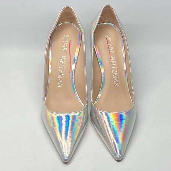 Stuart Weitzman Scallop Iridescent Faux Leather Pumps size 7 - Picture 2 of 13